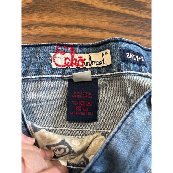 Echo Unlimited 1972 baggy fit wide leg denim jeans with graphics size 38x34 - Picture 6 of 12